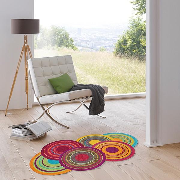 クリーンテックス・ジャパン ラグ 洗える 円形 派手 カラフル 70×120cm