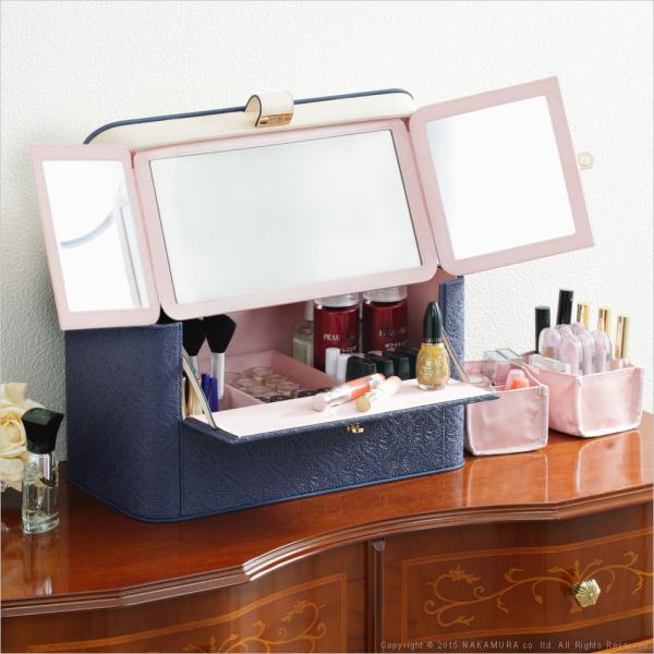 ♡ 三面鏡付大容量コスメボックス チャコールグレー [8139] ♡ 三面鏡付大容量コスメボックス チャコールグレー [8139] 楽天市場