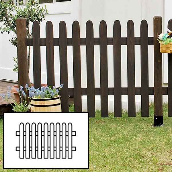 ピケットフェンス 木製 ホワイト ブラウン 木 ガーデンフェンス 柵
