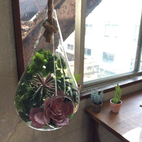 インテリアグリーン 容器 ガラスベース 吊り下げ ロープ ハンギング 観葉植物 おしゃれ うさぎ屋 株式会社一兎 通販 Paypayモール