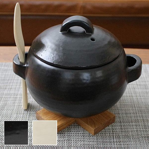 土鍋 炊飯鍋 ご飯鍋 3合炊き しゃもじ付き 萬古焼 陶器 ガス火対応 直