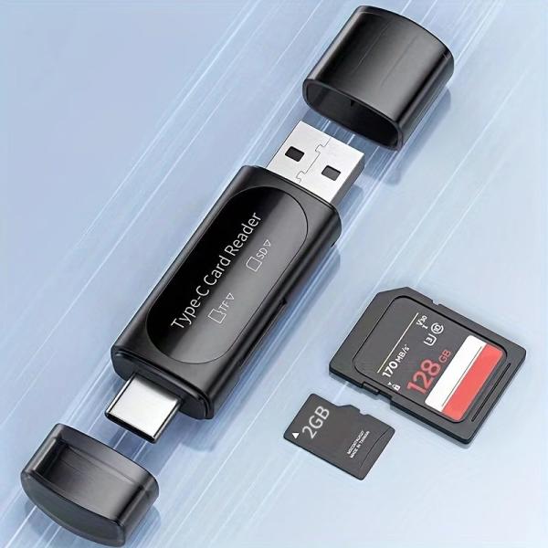 USBカードリーダー、4in1 Type C/USB A to SD/XC/HCカードアダプター、デュアルカードスロットメモリーカードリーダー、PC、