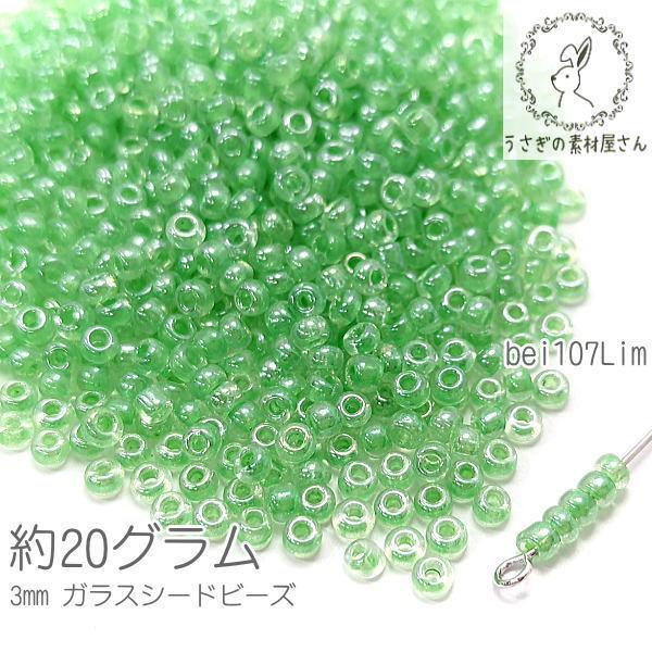 シードビーズ 約3mm幅 ガラスビーズ マクラメビーズ インナーカラー 約