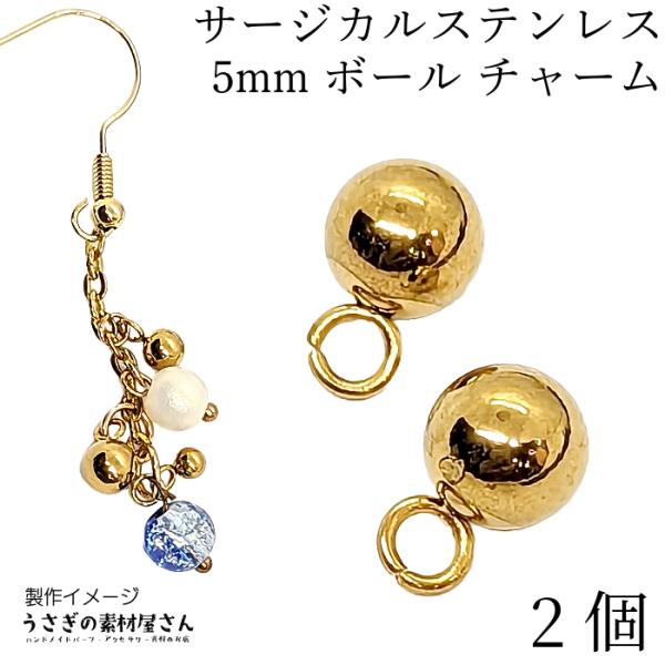 ボールチャーム サージカルステンレス 丸玉 チャーム 約5mm ステンレス