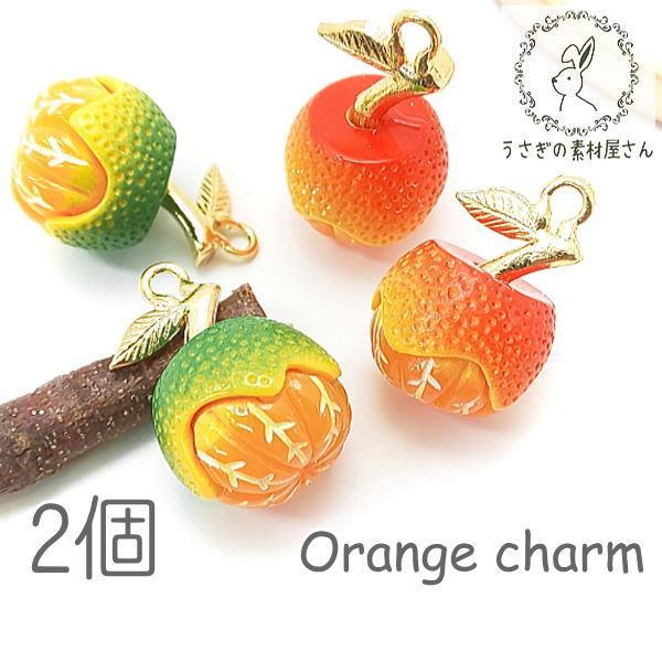 訳アリ チャーム オレンジチャーム みかん フルーツ charm 立体 パーツ