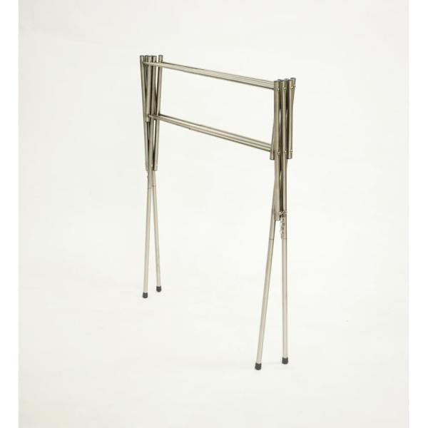 ◆商品説明[メーカー]サンエスフィッティング[サイズ]使用時：W45〜77×D65×H77cm収納時サイズ：W45×D9×H87cm[重量]1.7kg[耐荷重]全体均等に6kg[材質]ステンレススチール、PP樹脂