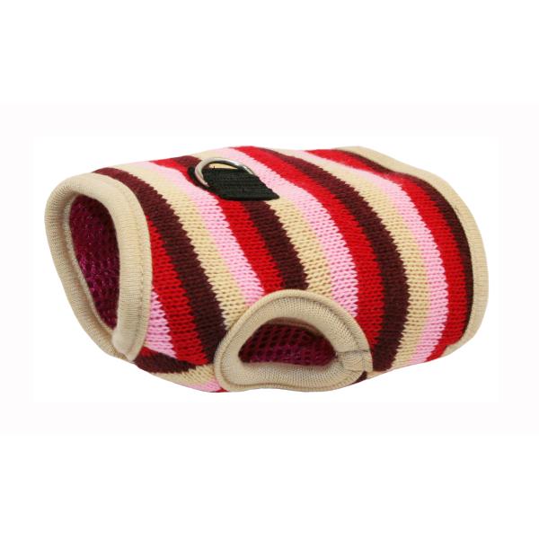 レインボーならではの可愛いデザインのハーネスになるウェアです。可愛さだけではなく、機能性もバッチリ！内側はクッション材入りで生体に優しい作りです。※リードは付属していません。おしゃれなボーダーニットのハーネスウェアです。【サイズ】首まわり：...