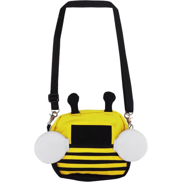 ワイドポーチにかわいい虫さんのモチーフが登場。しま模様と羽がたのしいみつばちです。マチが広く、ワイドな作りで生体の出し入れがしやすく使いやすい！外側はお手入れしやすいナイロン生地で内側は生体に優しいボア生地です。【サイズ】幅約１６ｃｍ奥行き...