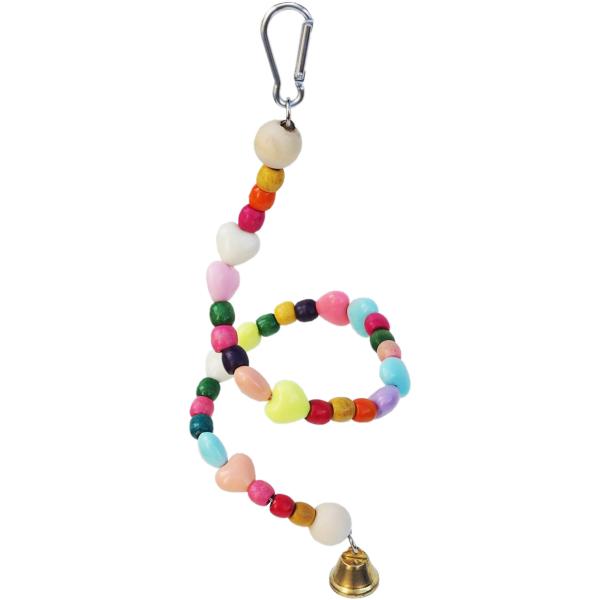 カラフルで楽しいバードトイシリーズです。吊り下げタイプの鳥さんの木製のおもちゃです。手で簡単に曲がるので色々な形になります。【サイズ】幅：標準約１５ｃｍ高さ：標準約２０ｃｍ（幅、高さともに最大５０ｃｍ）取り付け部分：約５ｃｍ【原材料】天然木...