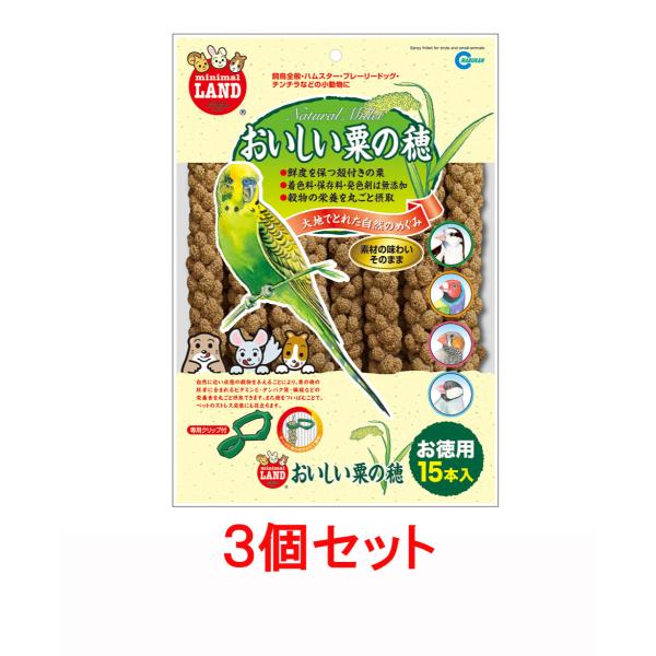 【お買い得】【３個セット】 マルカン　 おいしい粟の穂　お徳用１５本入（専用クリップ付）×３個セット