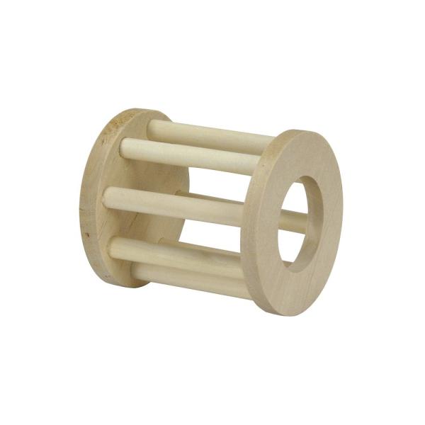 ローラー型のかじりTOY 付属の固定具でケージに取り付けたり、 吊るしたり。中に牧草を入れることができるので、 牧草フィーダーとしても使えるかじり木です。【サイズ】径85×長95mm【販売元】三晃商会　大阪府箕面市