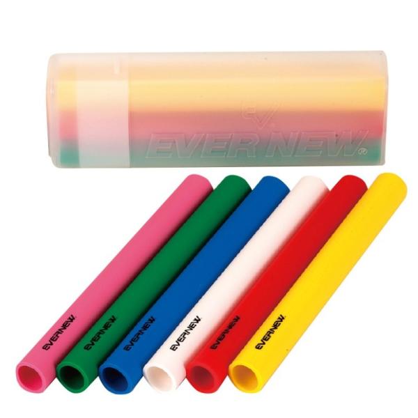 柔らかくて滑り難い！品　番：EGA168サイズ：直径3cm×長さ29cm重　量：100g/本材　質：PVCカラー：ピンク・緑・青・白・赤・黄付属品：ケース生産国：日本入　数：6色組小学校低学年向