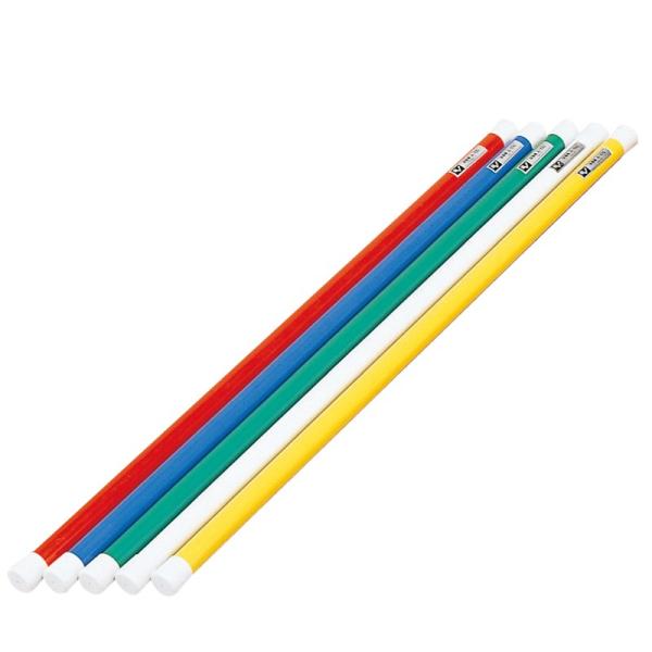 リズム体操もカラフルに演出。品　番：EKB173サイズ：長さ100cm×直径3cm重　量：400g材　質：アルミ　表面：伸縮チューブ加工カラー：白、赤、黄、青生産国：日本入　数：1本