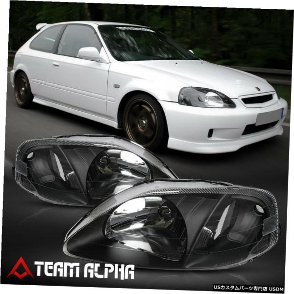 ホンダ EKシビック 前期純正ヘッドライト ヘッドライト 1999-2000 Honda Civic EKに適合[ブラック/クリア </ wbr
