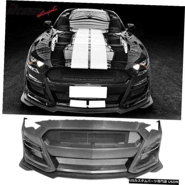 グリル 18-20フォードマスタングGT500スタイルフロントバンパーカバー 