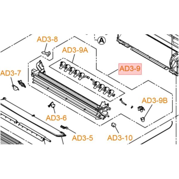 パナソニック エアコン CS-EX229C-W用 吹出グリル 部品番号