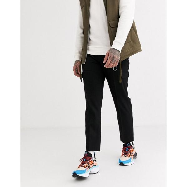 エイソス メンズ ブラック ジョガーパンツ スキニー スマート カーゴパンツ Www Wearefromdust Org