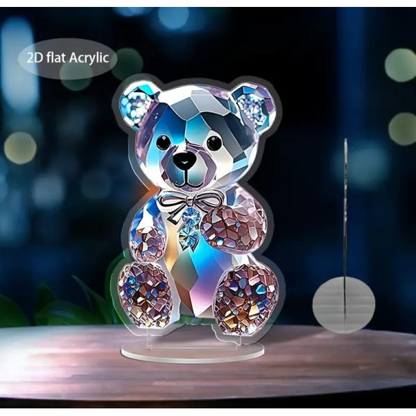 2D フラット アクリルスタンド ネコ 猫 宝石プリント 置物 インテリア