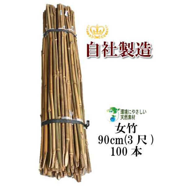 女竹 90cm 100本 篠竹 天然竹 竹支柱 測量用 測量用品 目印 農業用 