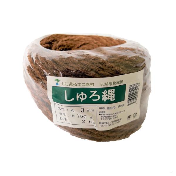 高速配送 しゅろ縄 棕櫚縄 玉巻 2本出し 3mm×100m 1巻 茶 園芸資材の固定 その他