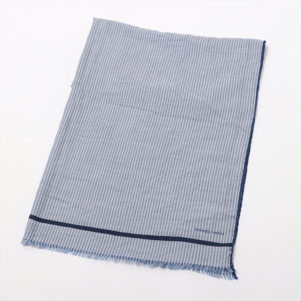 エルメス スカーフ カシミヤ×シルク ブルー カレジェアン CIRCUIT 24  