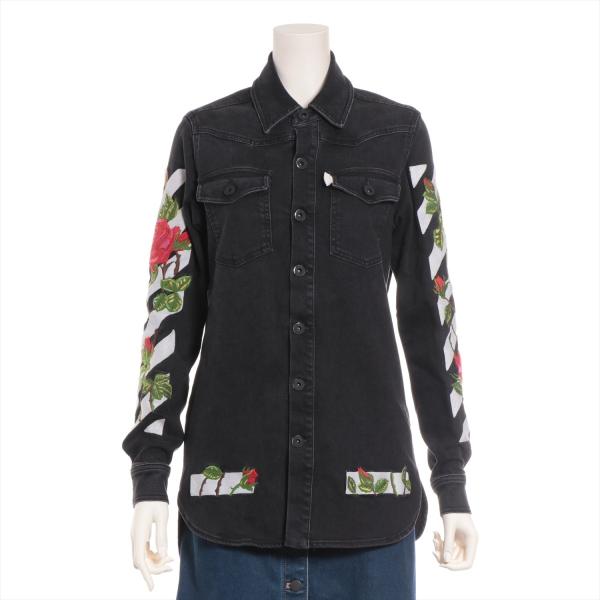 ショップ デニム ジャケット デニム オフホワイト Rv Allu ブラック Xs レディース レディース ローズプリント Xs