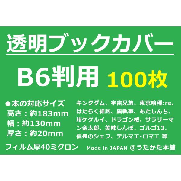 透明 ブックカバー B6用 100枚【うたかた本舗】