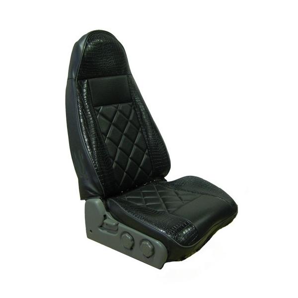 デロリアン　シートカバー　新品未使用　ブラック 大型用黒豹（ブラックパンサー)クロコシートカバー【運転席