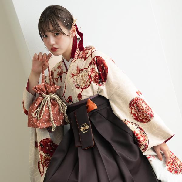 袴 レンタル 卒業式 JAPAN STYLE×中村里砂 袴 17点セット 赤の華玉 日本製  二尺袖着物 フルセット 大学生 レディース 重ね衿縫い付済