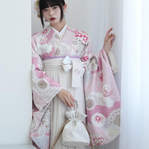 袴 レンタル 卒業式 JAPAN STYLE×中村里砂 袴 17点セット 日本製 京菓子/薄ピンク 二尺袖着物 フルセット 大学生 レディース 重ね衿縫い付済