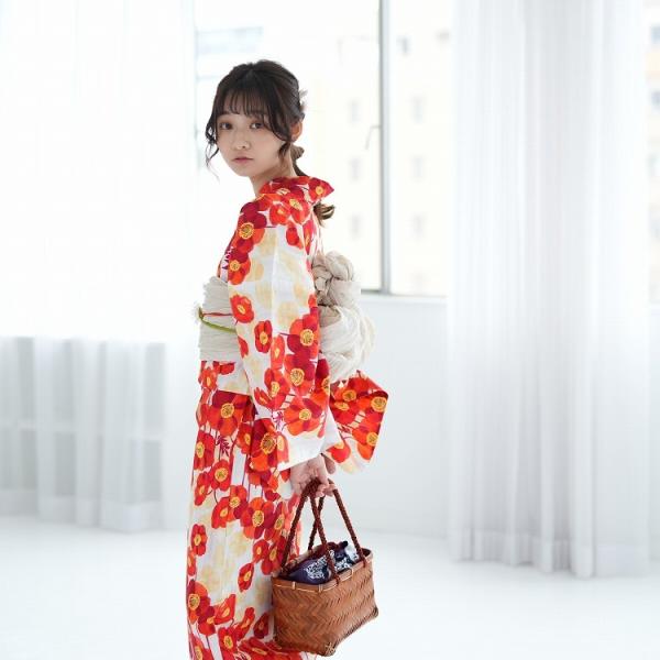 公認ショップ 系 系 浴衣3点セット 浴衣 古典柄 レトロ ポピー セット オレンジ アンティーク Niktd 浴衣 帯 下駄 フリーサイズ 価格が安い Ventures Com My
