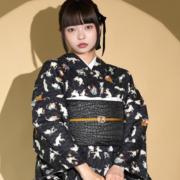 着物 単衣 レディース ニコアンティーク 単衣着物 単品 フリーサイズ 戯画日和 日本製 レトロ 街着 ひとえ カジュアル 浴衣としても 春 夏 秋