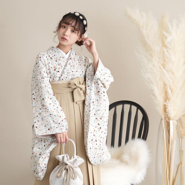 袴 中古 販売 卒業式 着物と袴の2点セット リサイクル着物セット 二尺 utatane 袴91cm 袴セット 大学生 重ね衿縫い付済 アイボリー レトロ 販売 購入