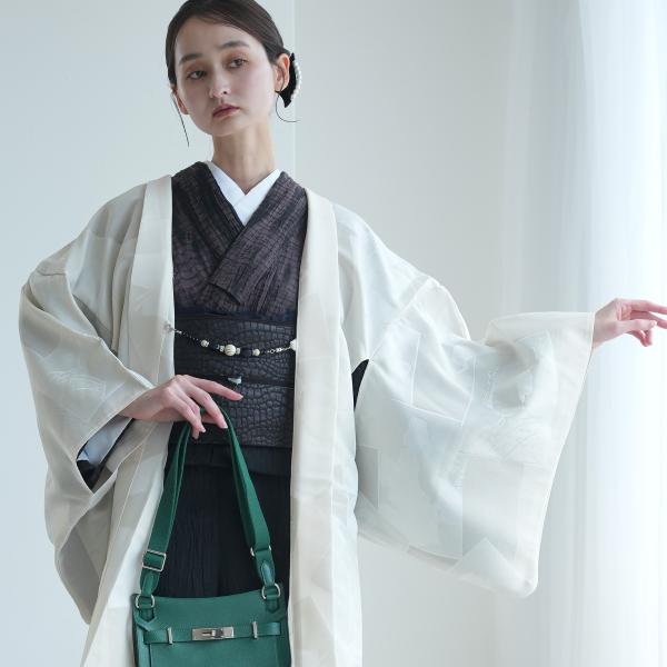 羽織 着物 レディース utatane 羽織 単品 紋紗織 歌舞伎・クリーム フリーサイズ 日本製 長羽織 塵除け ちりよけ 和装コート 春夏秋 紋紗 紗 透かし織 着物 女性