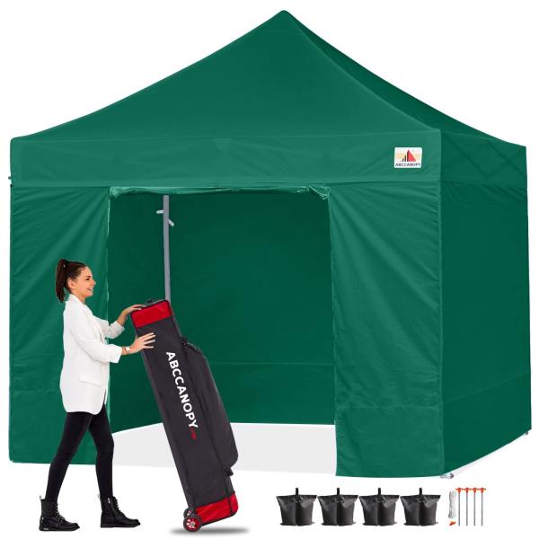 ABCCANOPY ワンタッチテント タープ テント 3m サイドシート2枚 ABCCANOPY ワンタッチタープテント 屋根用ポール付き 横幕4枚