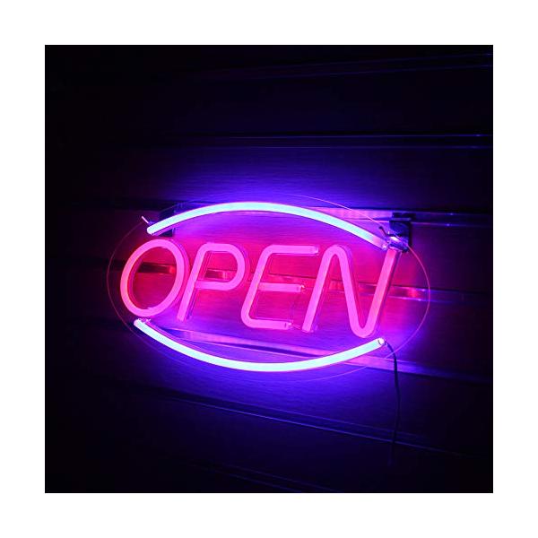 OPEN看板 LED オープンワードネオンサイン、部屋の装飾、レストラン、喫茶店、居酒屋、バー（17.7 ''×8.7 ''）