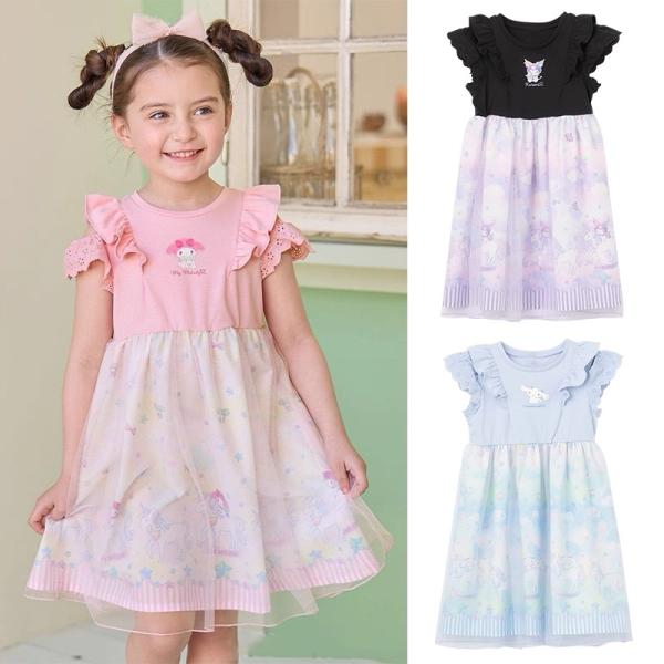 夏ワンピース クロミちゃん  マイメロ シナモン 子供服 露肩ワンピース 半袖 夏服 プリンセスドレス 女の子  かわいい おしゃれ90/100/110/120/130/140/150cm
