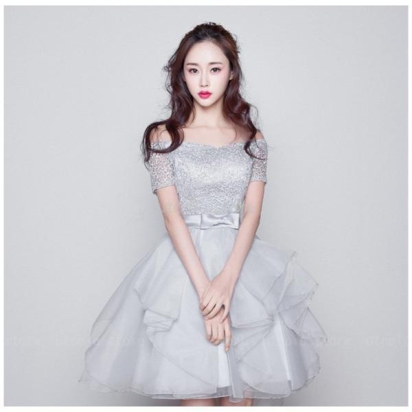 ウエディングドレス 花嫁ドレス 国内在庫 パーティードレス ドレス 結婚式 二次会 ベアトップ 着痩せ レース編み上げ Aライン スパンコール トレーン披露宴