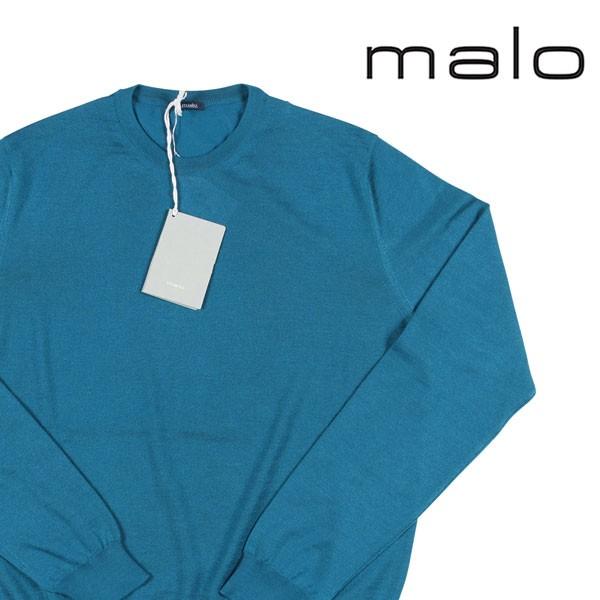 56 Malo マーロ 丸首セーター メンズ カシミヤxシルク混 ブルー 青 56 Malo マーロ 丸首セーター メンズ カシミヤxシルク混 ブルー 青
