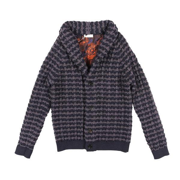 ETRO（エトロ） カーディガン 1M487 ネイビー x グレー L 25242  