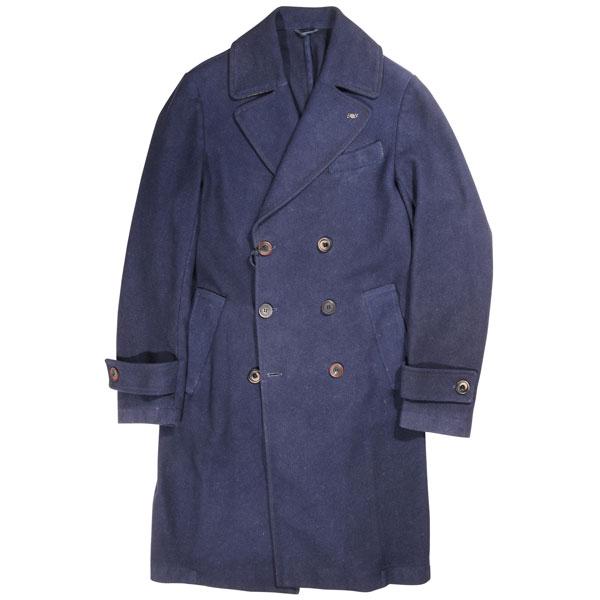 ボブ BOB チェスターコート ヘリンボーン ネイビー L イタリア製