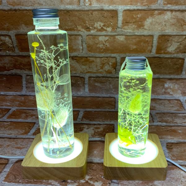 光る 木製 LED台座 飾り台 正方形型 LED スタンド ライトアップ 置き台 コースター 