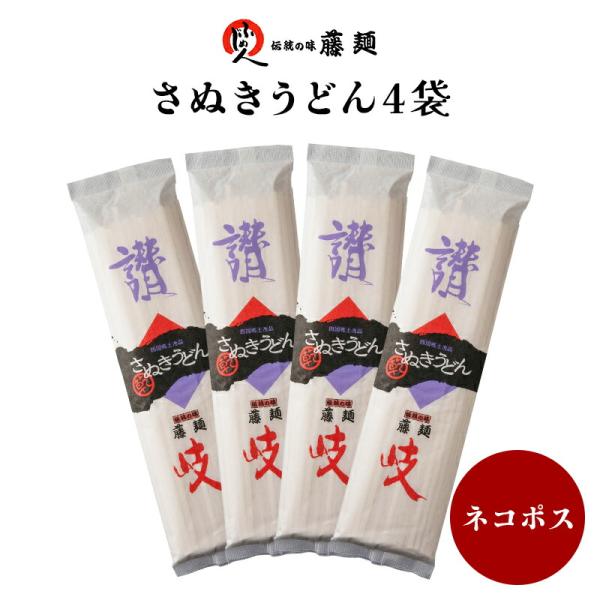 香川 藤井製麺 さぬきうどん 乾麺 200g 4袋 ネコポス