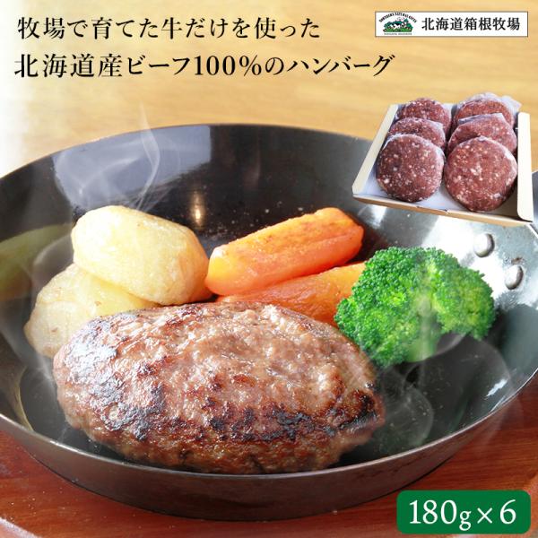 箱根牧場 北海道産 牛肉100％ 使用 ビーフハンバーグ 180g 6個 冷凍 ハンバーグステーキ 牛肉 グルメ 大きめ ハンバーグ 国産 新商品