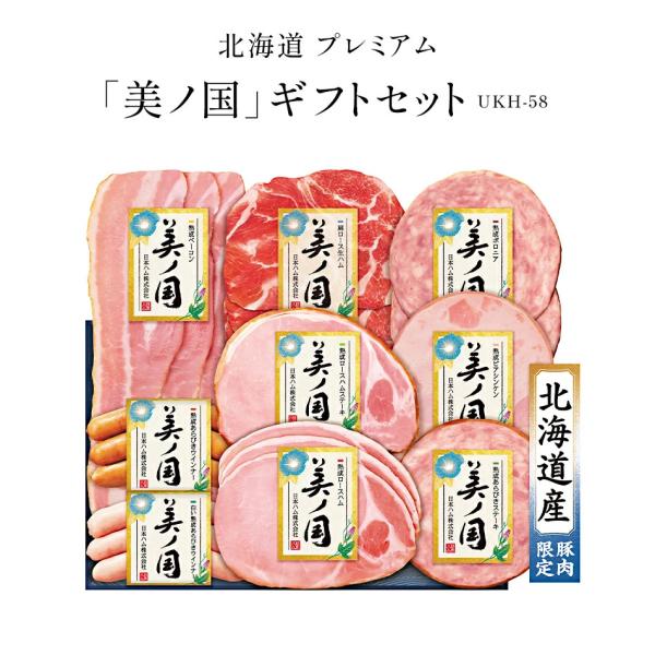 お中元 御中元 2026 ハムギフト 日本ハム 美ノ国 北海道プレミアム 9種 UKH-58 熟成ロースハム ロースハムステーキ あらびきステーキ ベーコン 肩ロース生ハム
