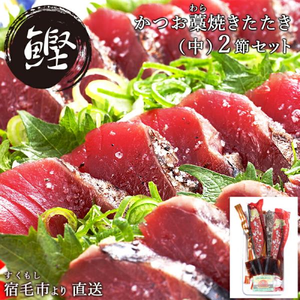 かつお藁焼きたたき わら焼き カツオ 鰹（中）2本セット 冷凍 約300g×2節 特製ぽん酢付き 天日塩 手焼き ポン酢 土佐 高知 沖の島水産 お取り寄せグルメ