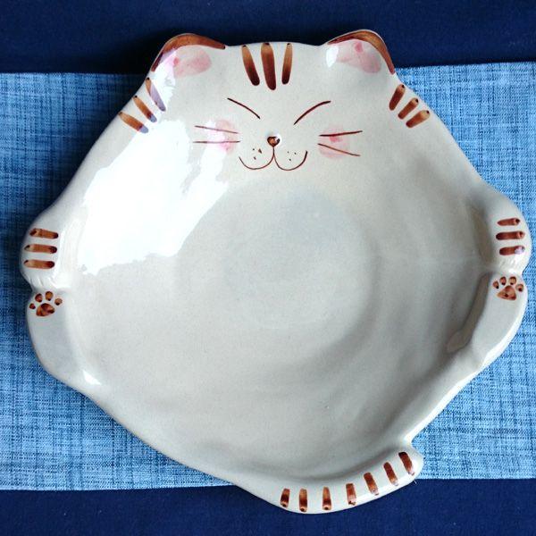 有田焼　猫型大皿　カレー皿　ワンプレート　Ｓトラ