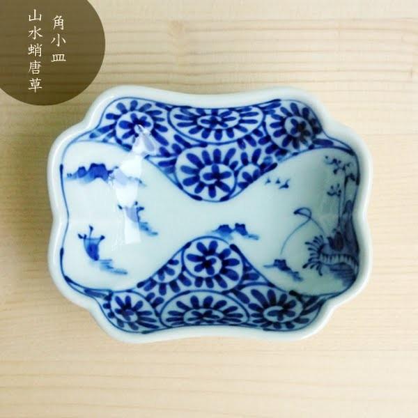 ＨＡＳＡＭＩ　角小皿　山水蛸唐草