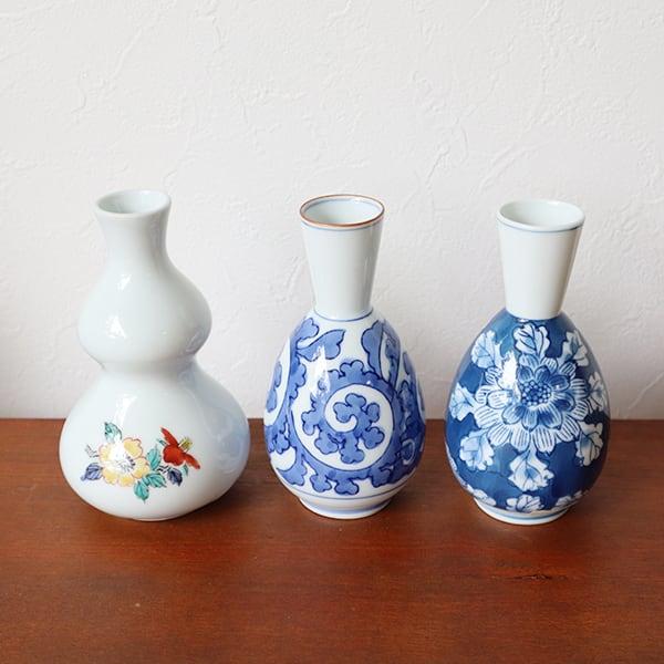 【アウトレット】有田焼　１合徳利（錦草花紋・唐草・安土絵）