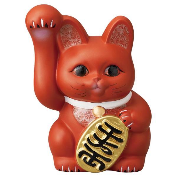 招き猫・朱8号（右手上げ）25.5cm : 器屋一信ヤフー店 - 通販 - Yahoo